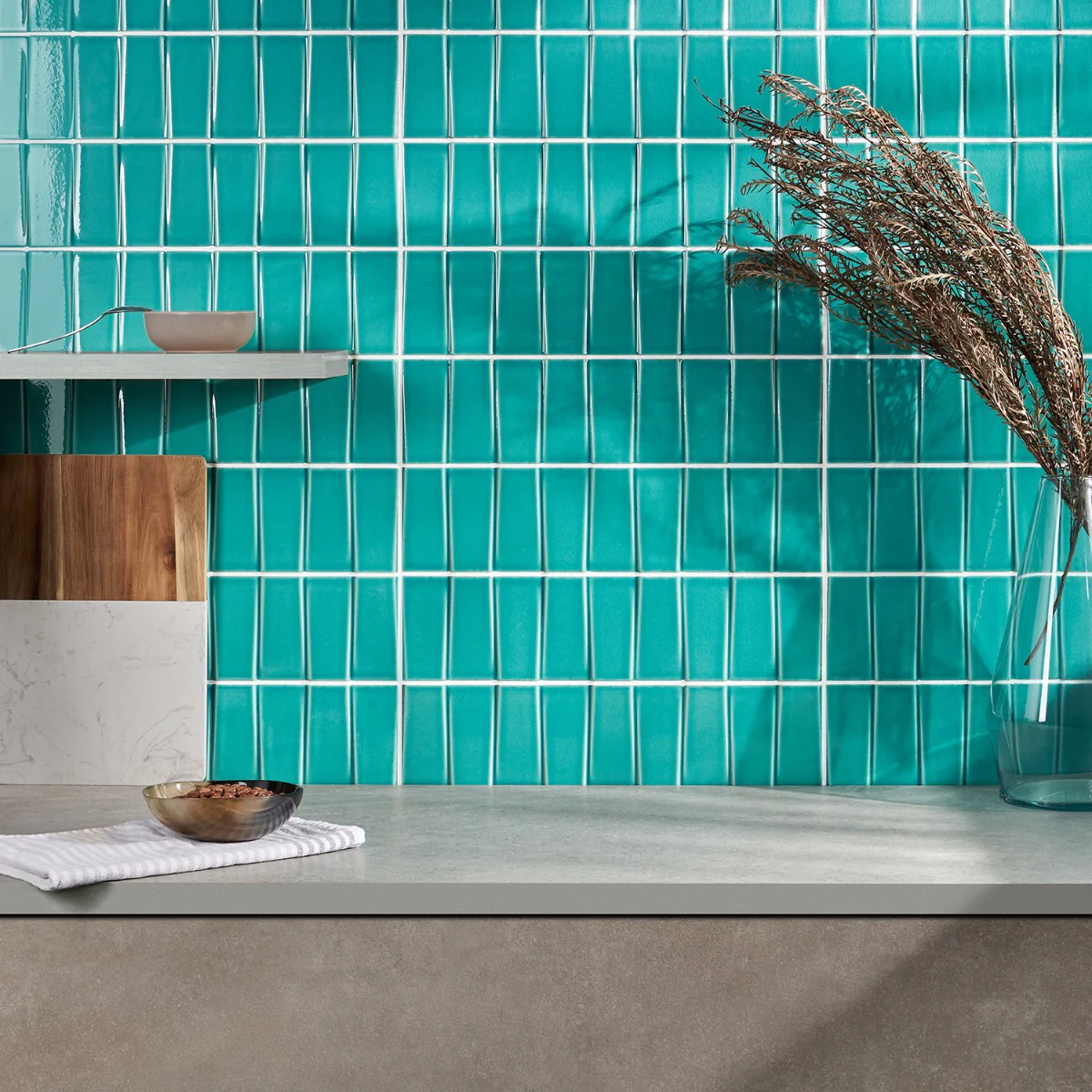 Colorplay Steps Teal Green 4.5x18 3D Crackled Glossy Ceramic Tile