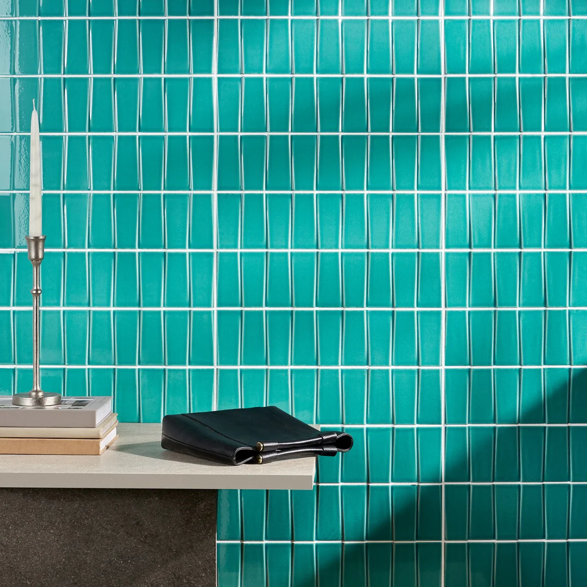 Colorplay Steps Teal Green 4.5x18 3D Crackled Glossy Ceramic Tile - Image 2