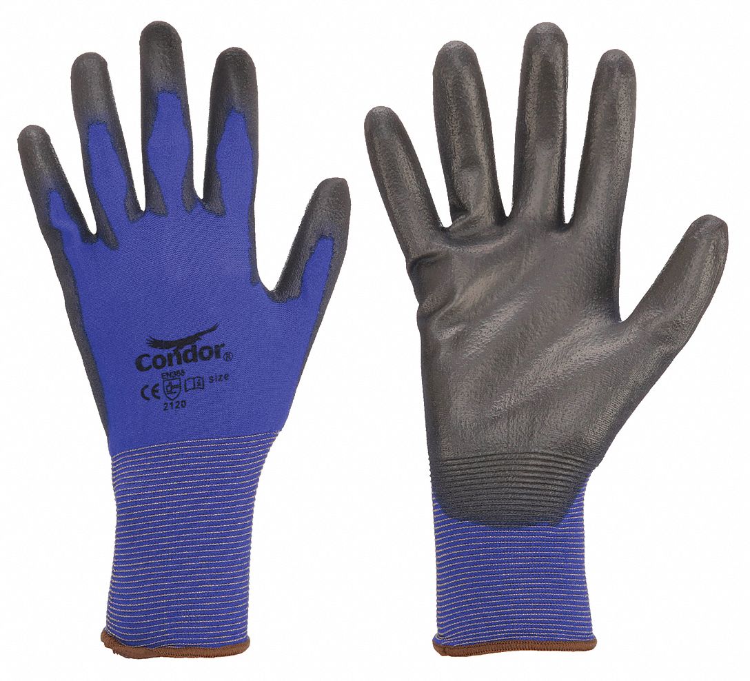 CONDOR Polyurethane Coated Gloves - Large, Blue