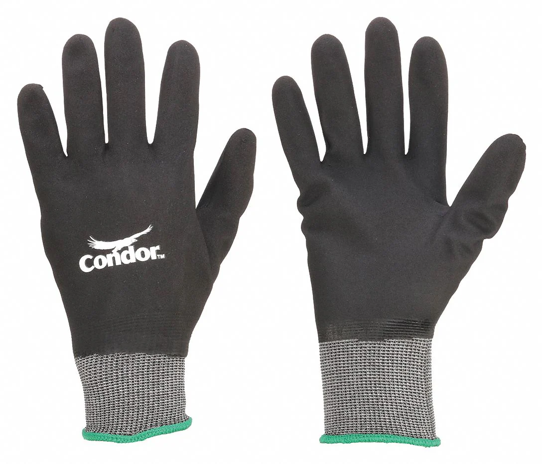 CONDOR Coated Full Nitrile Gloves, ANSI Level 4, Medium
