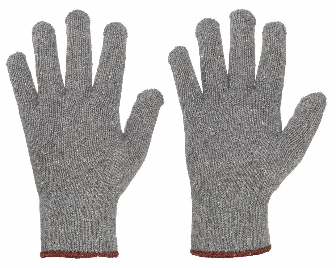 CONDOR Knit Gloves, Small, Uncoated, Cotton/Polyester, Gray, 1 Pair - Image 2
