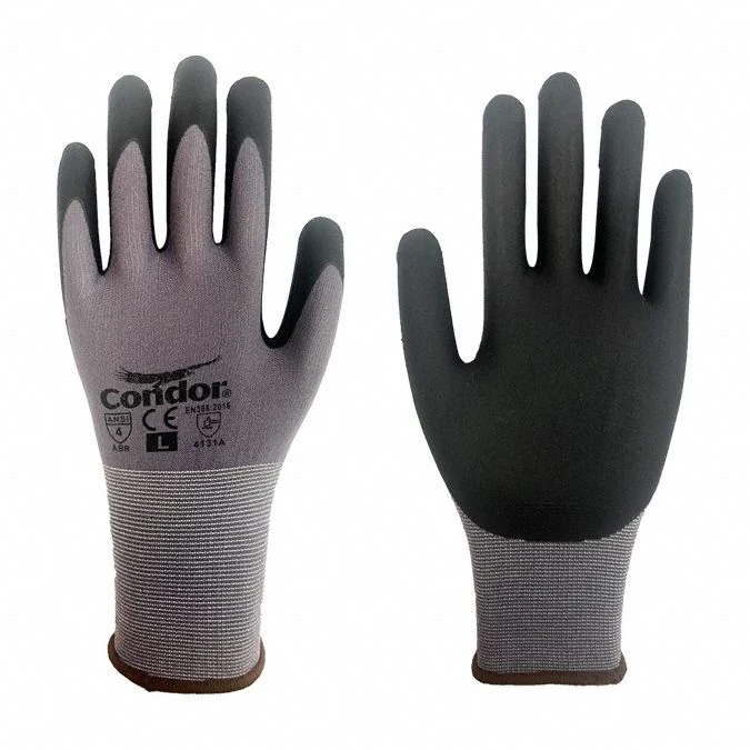 CONDOR Nitrile Coated Knit Gloves, ANSI Abrasion Level 4, Size Large
