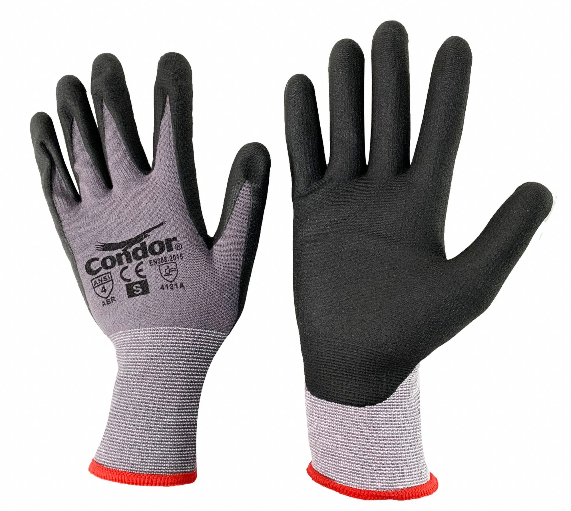 CONDOR Sandy Nitrile Coated Gloves 2XS - Palm Dipped, ANSI Abrasion Level 4