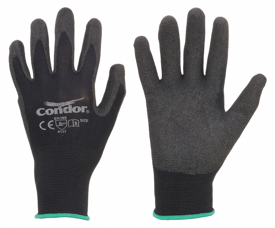 CONDOR Coated PVC Foam Gloves for General Purpose - Small, ANSI Abrasion Level 4