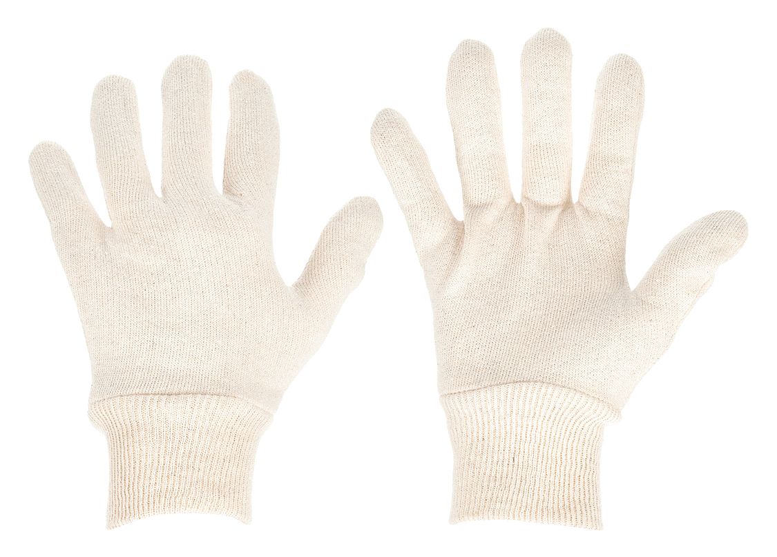 CONDOR Uncoated Cotton Knit Gloves - Full Finger, L (9), White