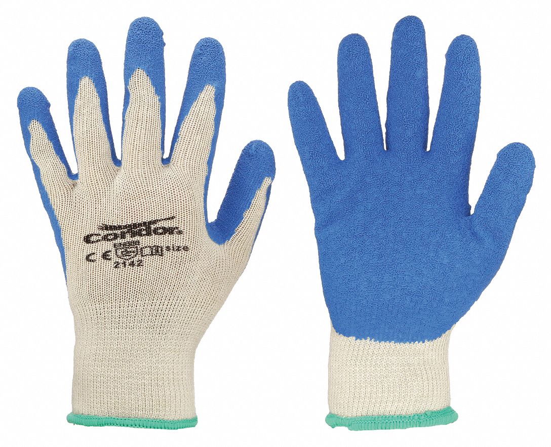 CONDOR XL Coated Gloves, Rough Latex Palm, Yellow Knit