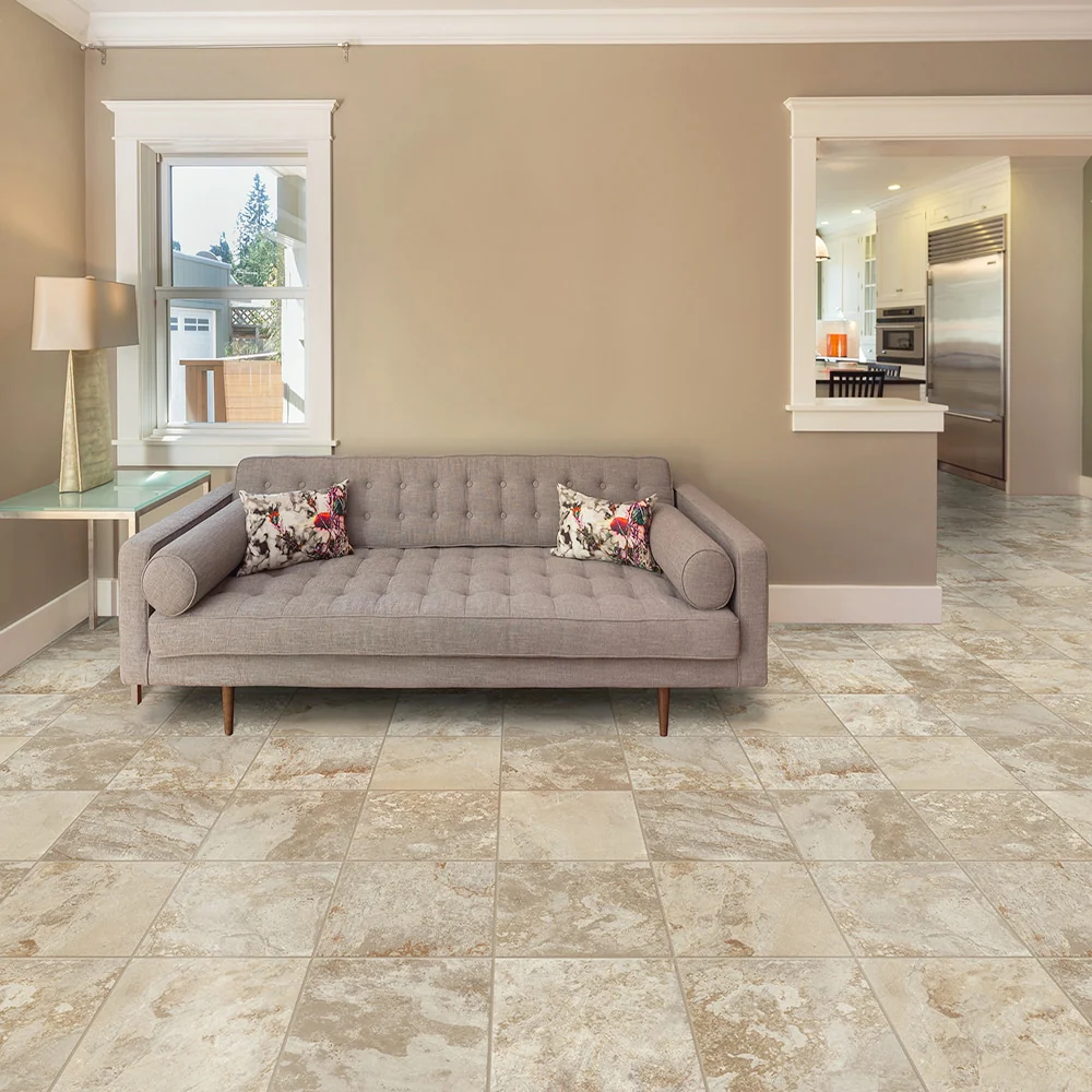 Congoleum ArmorCore Canyon View 12-ft W Cut-to-Length Adobe Cream Stone Look Low-Gloss Finish Sheet Vinyl - Image 2