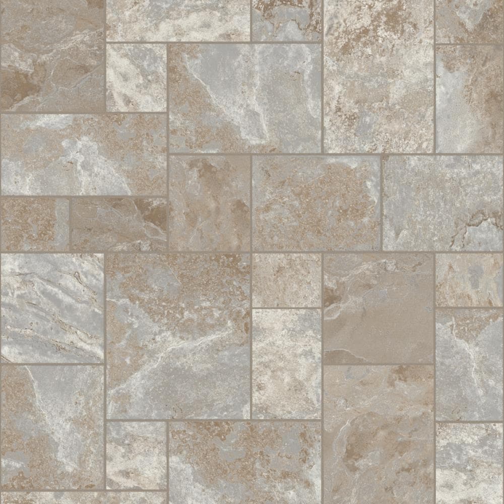 Congoleum ArmorCore UR Terrace Paver 12-ft W Cut-to-Length Pale Smoke Stone Look Low-Gloss Finish Sheet Vinyl