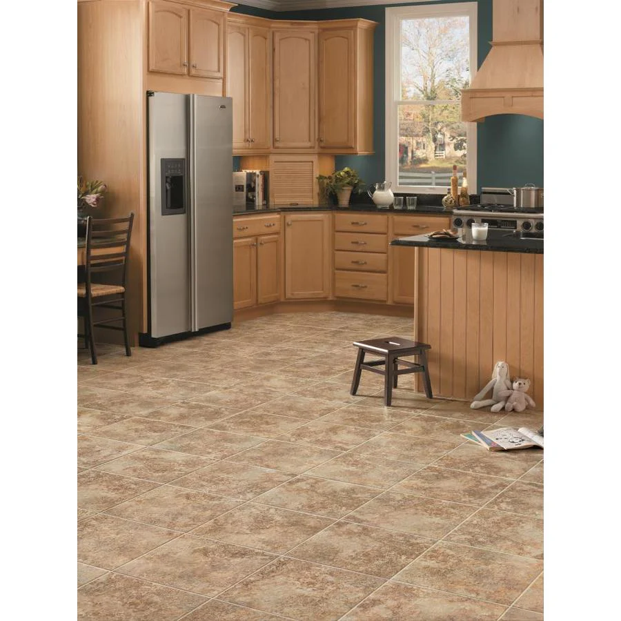 Congoleum DuraStone Rapolano Luxury Vinyl Tile, Desert Chimney, 16-in x 16-in, Groutable, Glue-Down, 10-Piece Carton