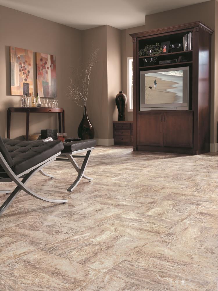 Congoleum DuraStone Roman Elegance Warm Clay Vinyl Tile Sample - Image 2