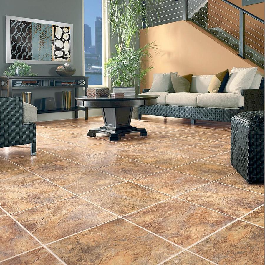 Congoleum DuraStone Sierra Slate 10-Piece 16-in x 16-in Groutable Terra Slate Glue (Adhesive) Luxury Vinyl Tile