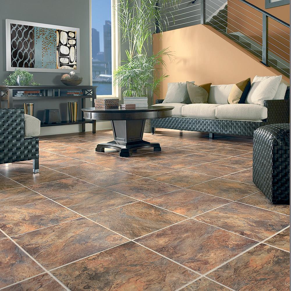 Congoleum DuraStone Sierra Slate Terra Slate Vinyl Tile Sample, 4-mil Wear Layer - Image 2
