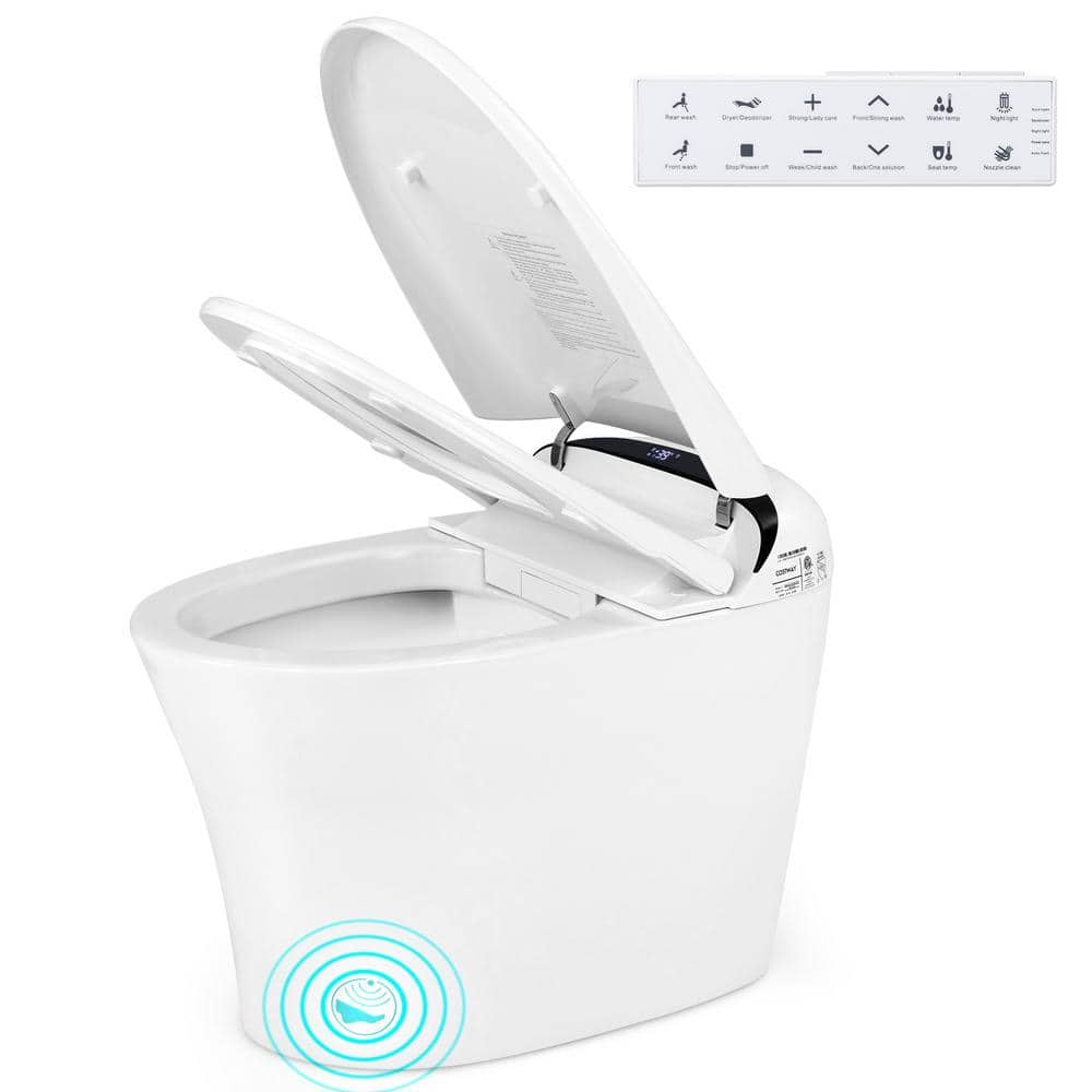Costway 12 in. Wall Hung Smart Toilet with Heated Seat and Display in White