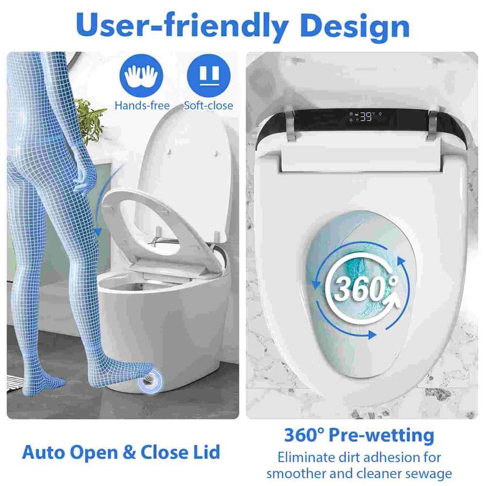 Costway 12 in. Wall Hung Smart Toilet with Heated Seat and Display in White - Image 3