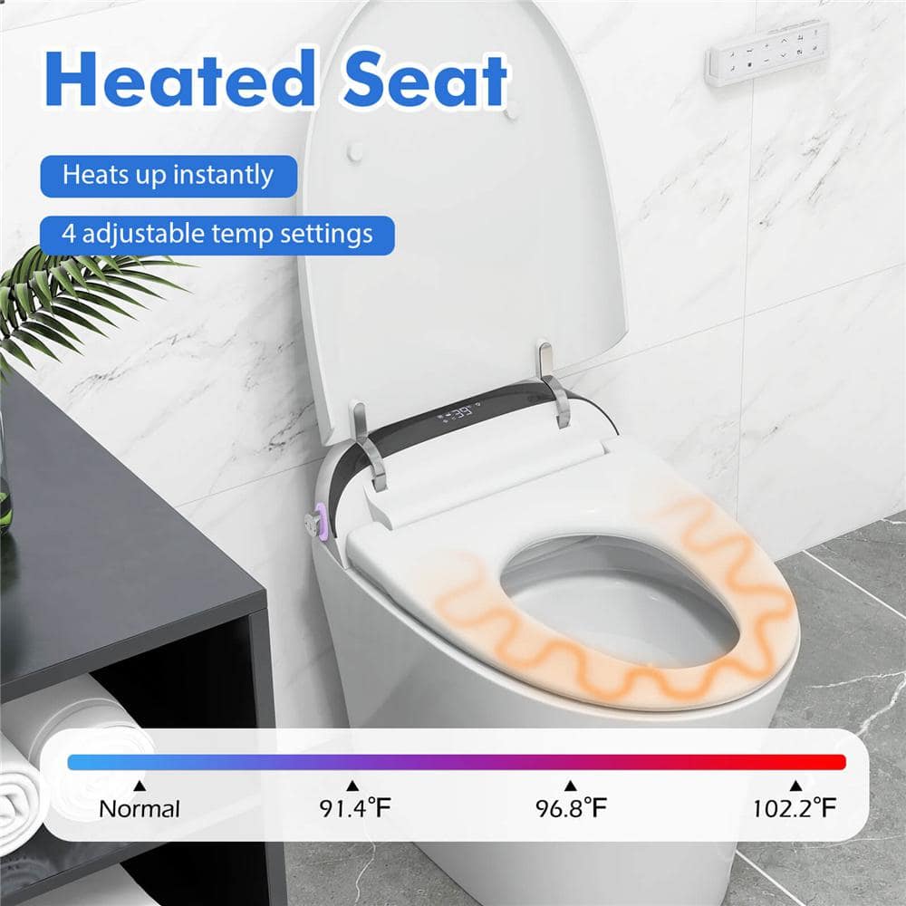 Costway 12 in. Wall Hung Smart Toilet with Heated Seat and Display in White - Image 7