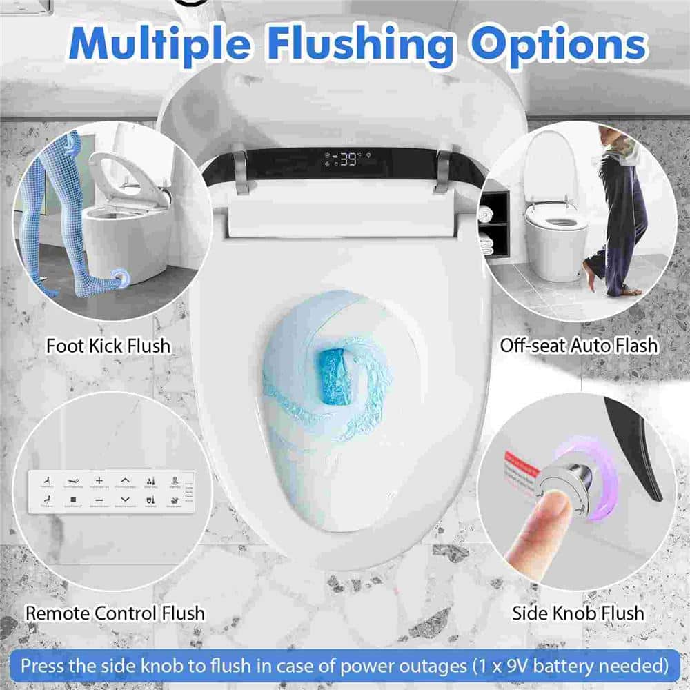 Costway 12 in. Wall Hung Smart Toilet with Heated Seat and Display in White - Image 9