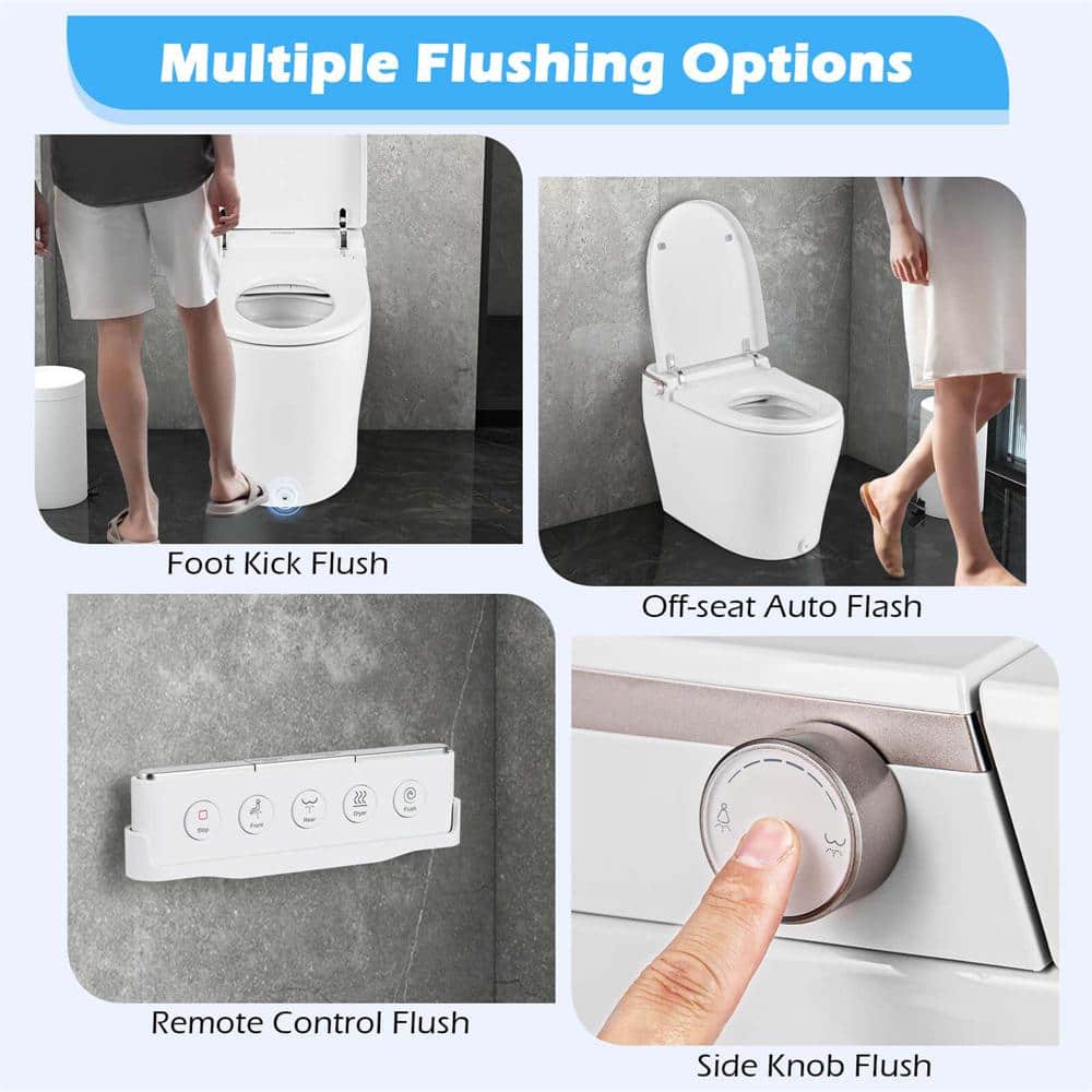 Costway Smart Elongated Bidet Toilet with 4-Level Heating & Auto Functions - Image 8