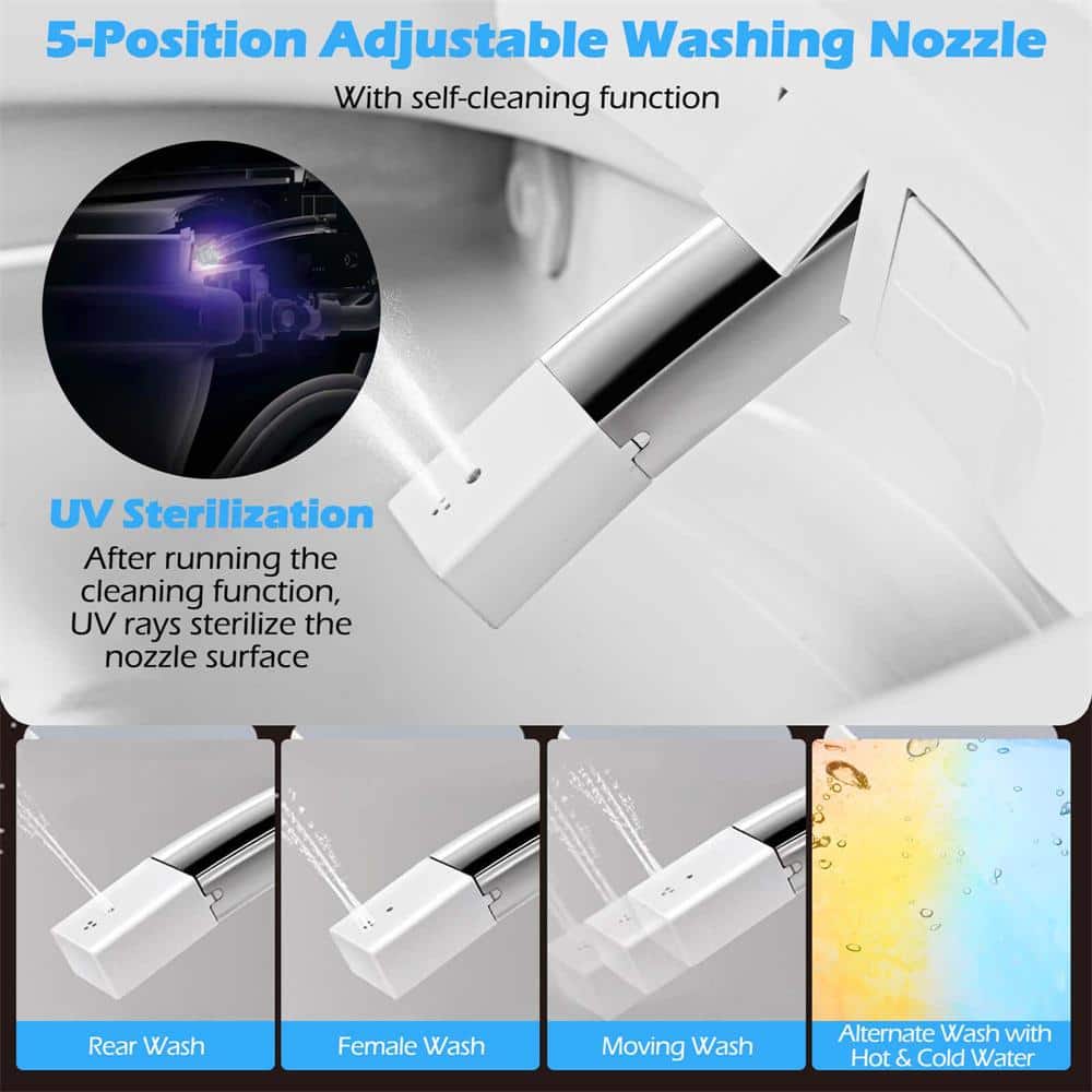 Costway Smart Elongated Bidet Toilet with 4-Level Heating & Auto Functions - Image 9