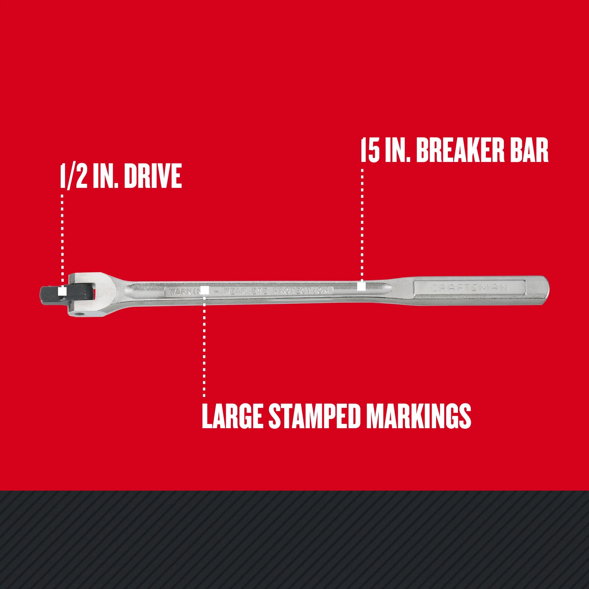 CRAFTSMAN 1/2-in Drive 15-in Breaker Bar, Chrome Finish - Image 2