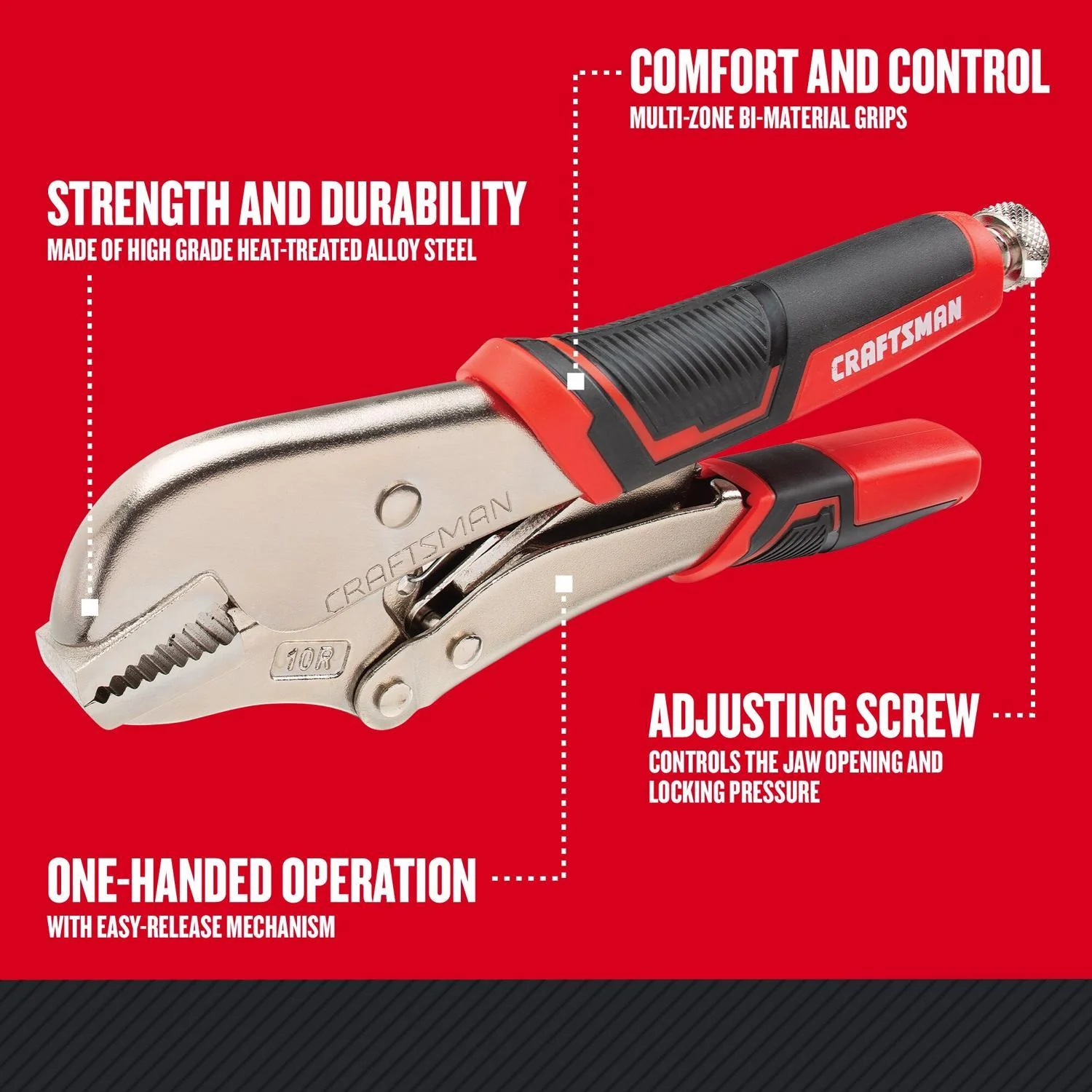 Craftsman 10 in. Alloy Steel Straight Jaw Locking Pliers - Image 4