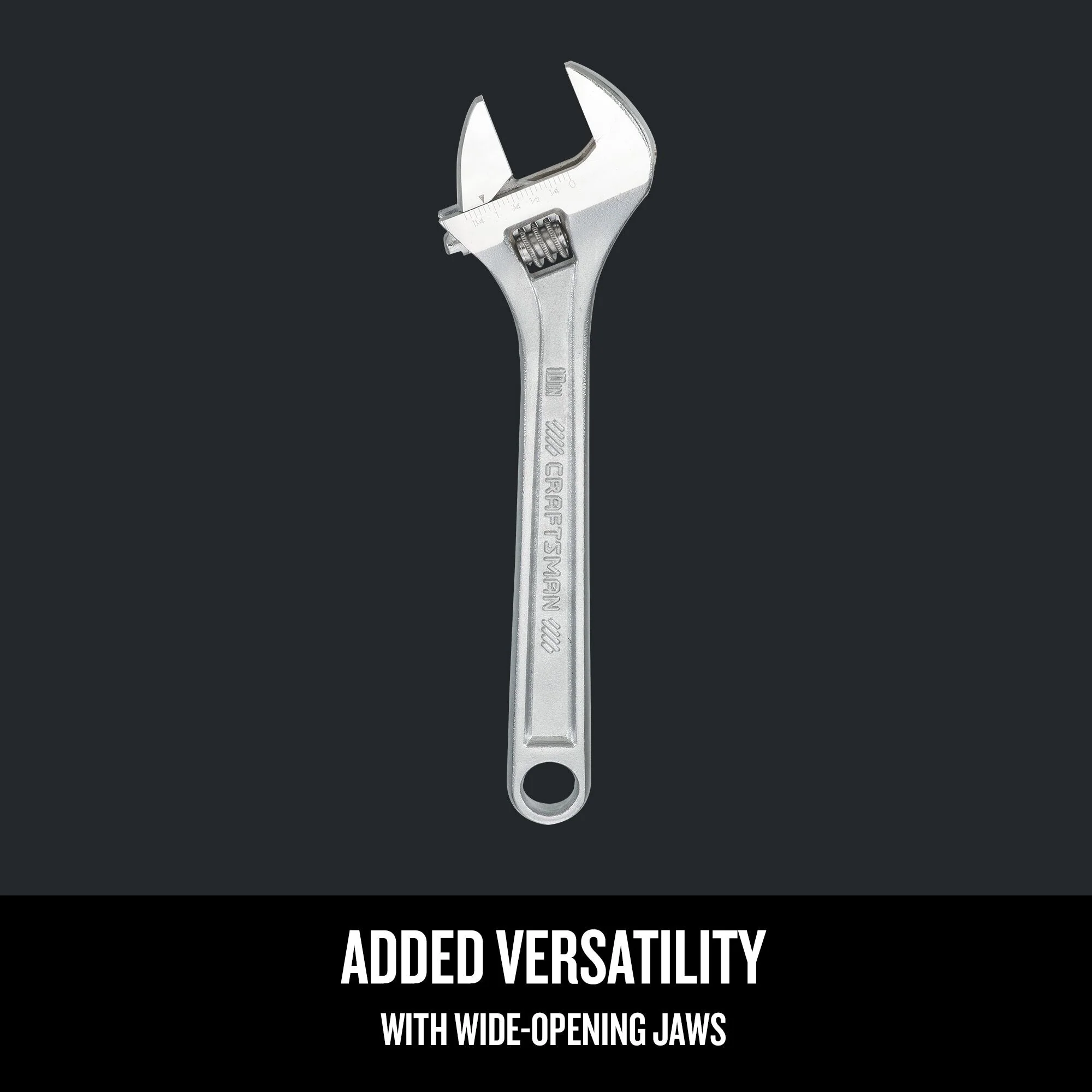 CRAFTSMAN 10-in Steel Adjustable Wrench, Full-Polish Chrome, Individual - Image 3
