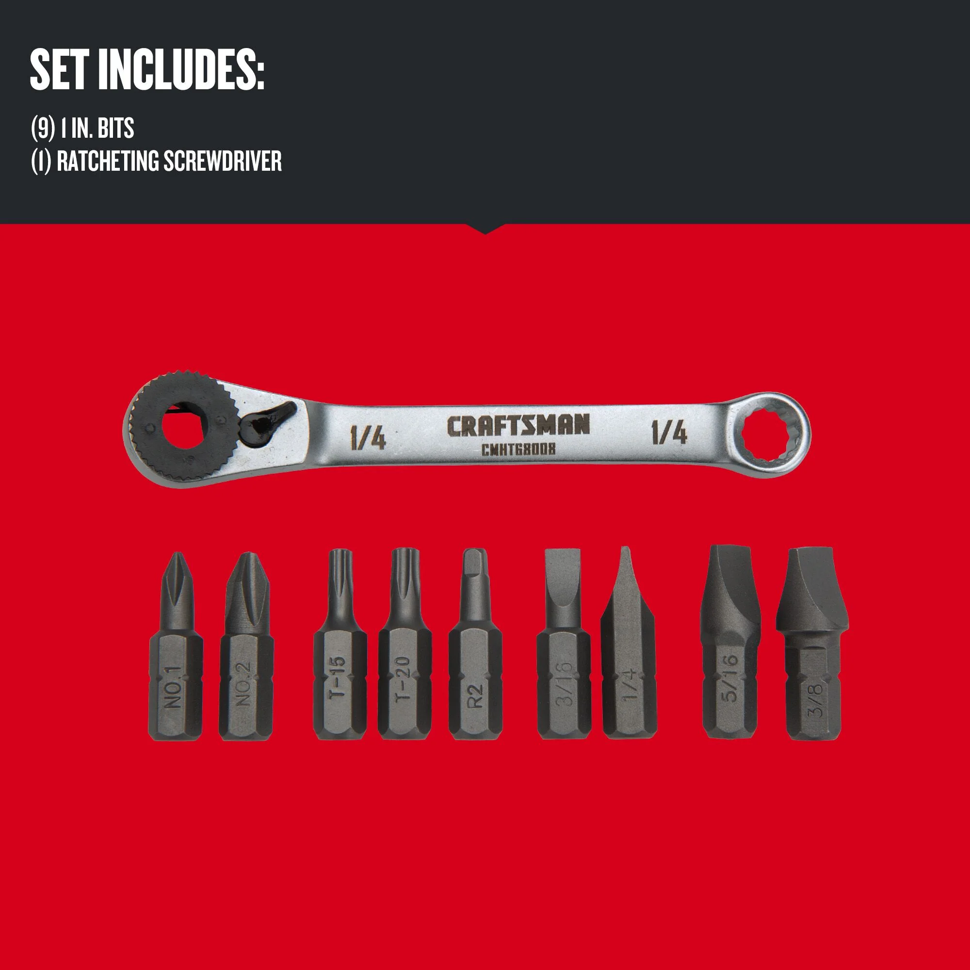 CRAFTSMAN 10-Piece Steel Handle Ratcheting Multi-Bit Screwdriver Set - Image 2