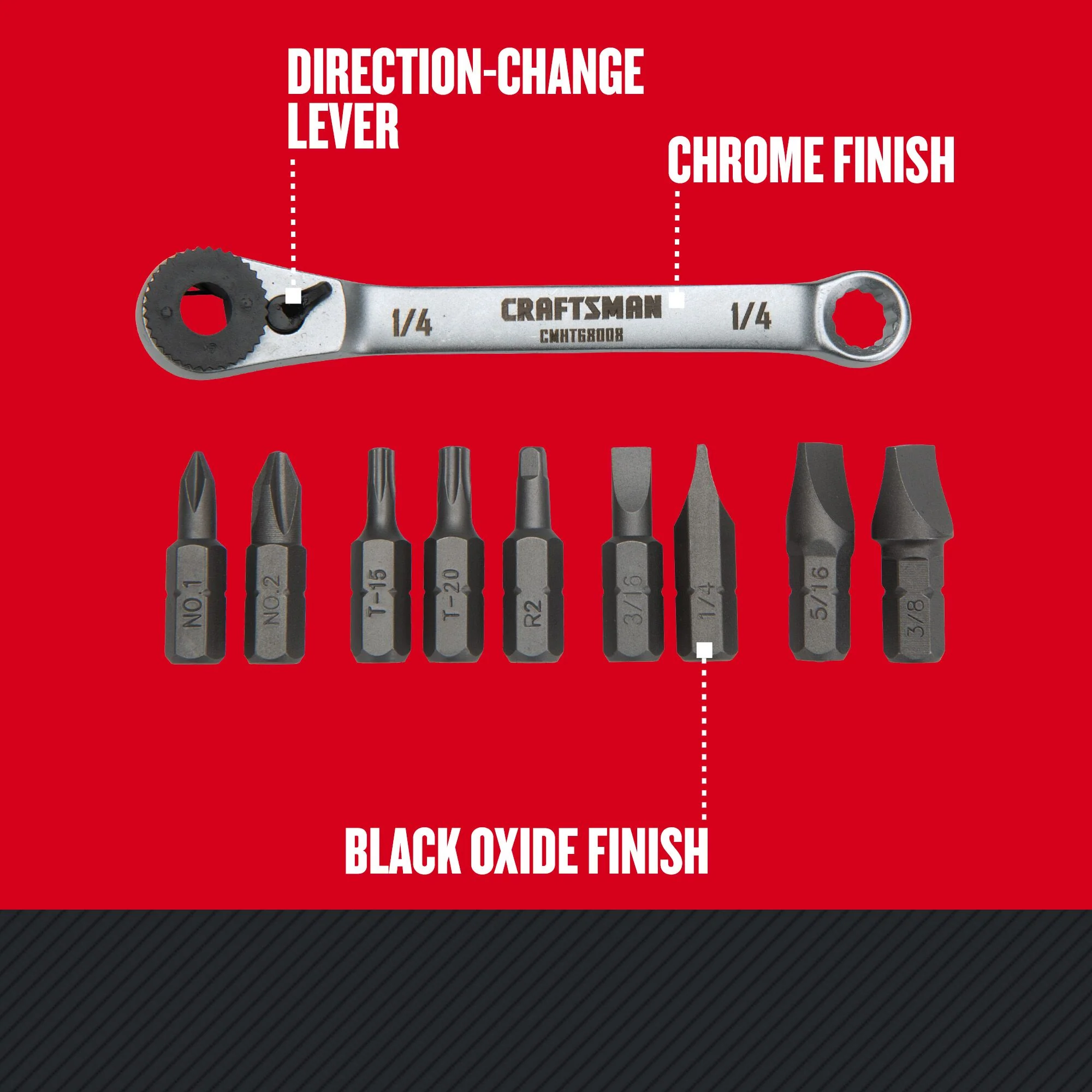 CRAFTSMAN 10-Piece Steel Handle Ratcheting Multi-Bit Screwdriver Set - Image 3