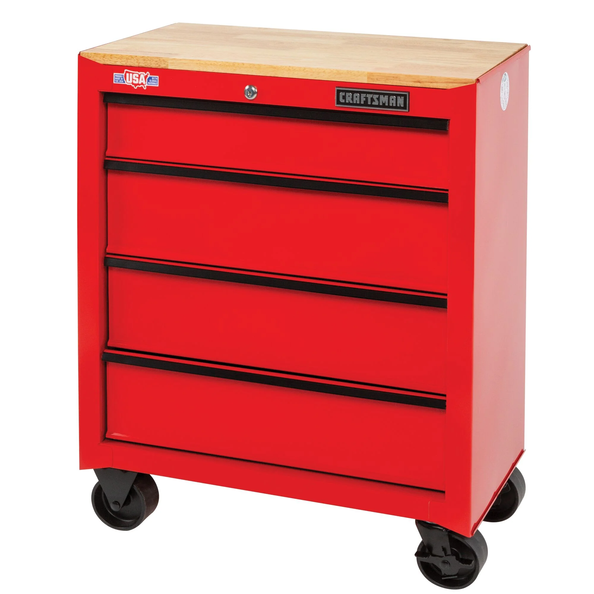 CRAFTSMAN 1000 Series 26.2-in L x 32.5-in H 4-Drawer Rolling Red Wood Work Bench