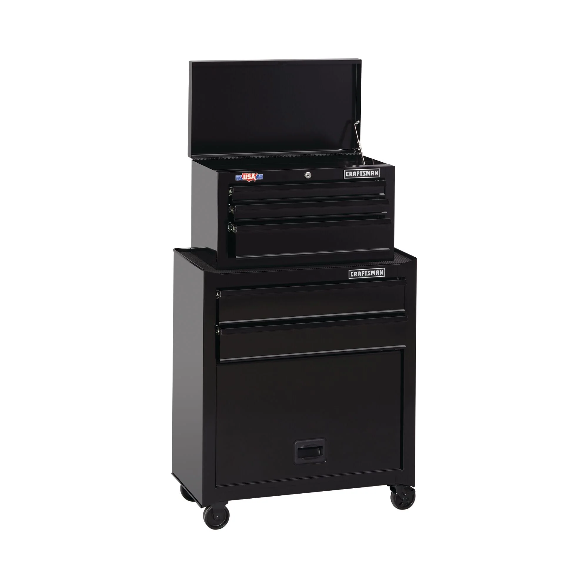 CRAFTSMAN 1000 Series 26.5-in W x 44.25-in H 5-Drawer Ball-Bearing Steel Tool Chest Combo, Black