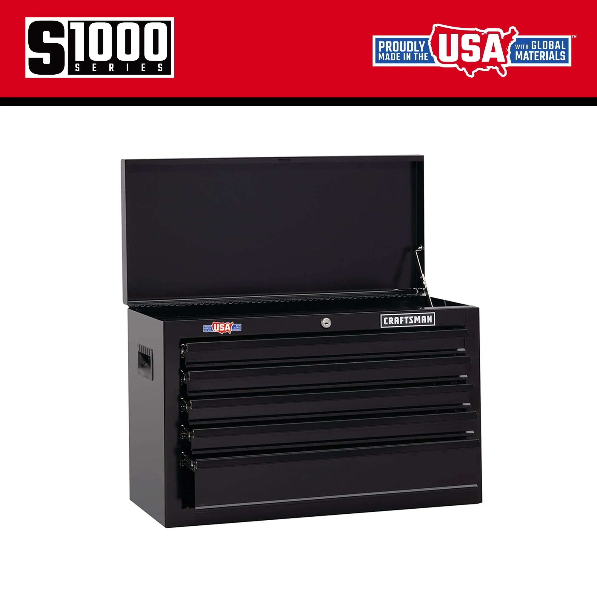 CRAFTSMAN 1000 Series 26-in W x 17.25-in H x 12-in D 5-Drawer Steel Tool Chest, Black - Image 5