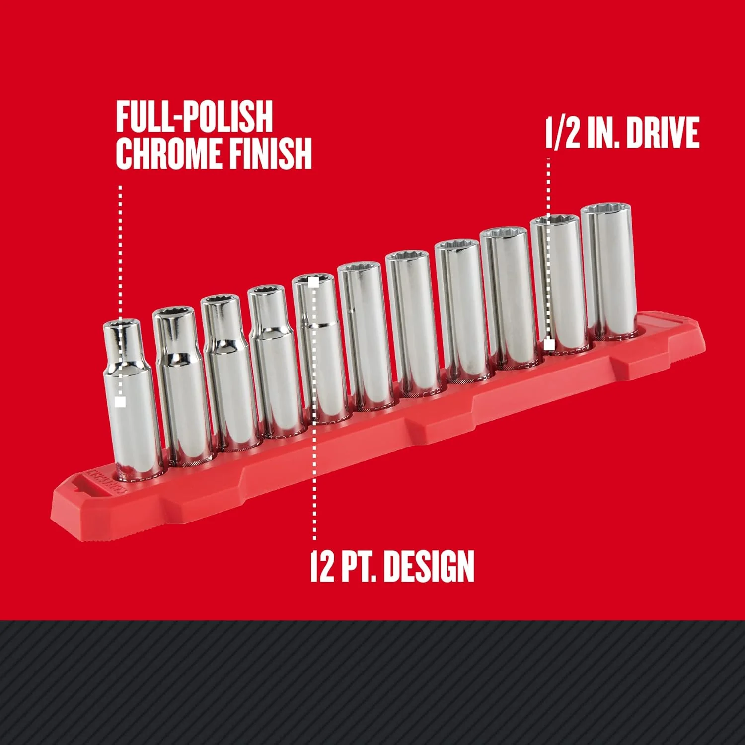 CRAFTSMAN 11-Piece Metric 1/2-in Drive 12-Point Deep Socket Set - Image 3