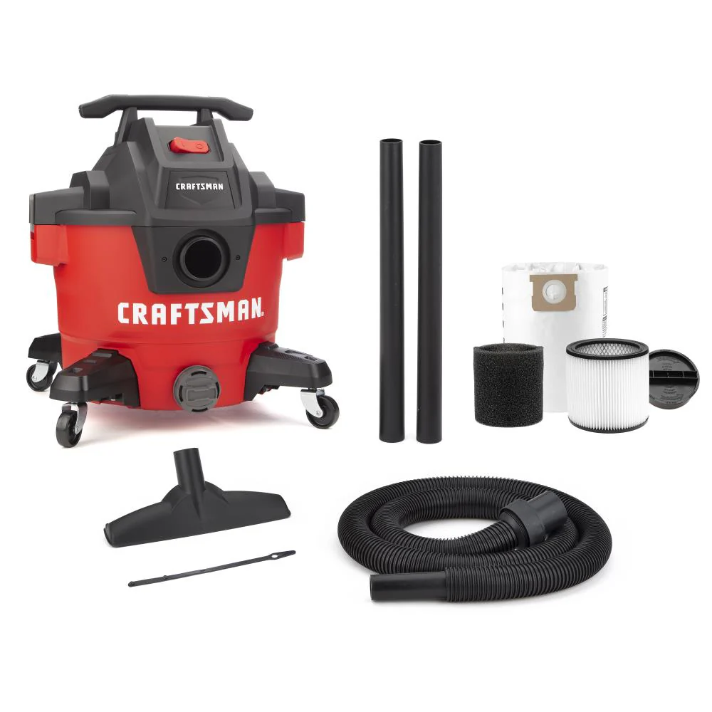 CRAFTSMAN 12-Gallon 6-HP Corded Portable Wet/Dry Shop Vacuum with Accessories