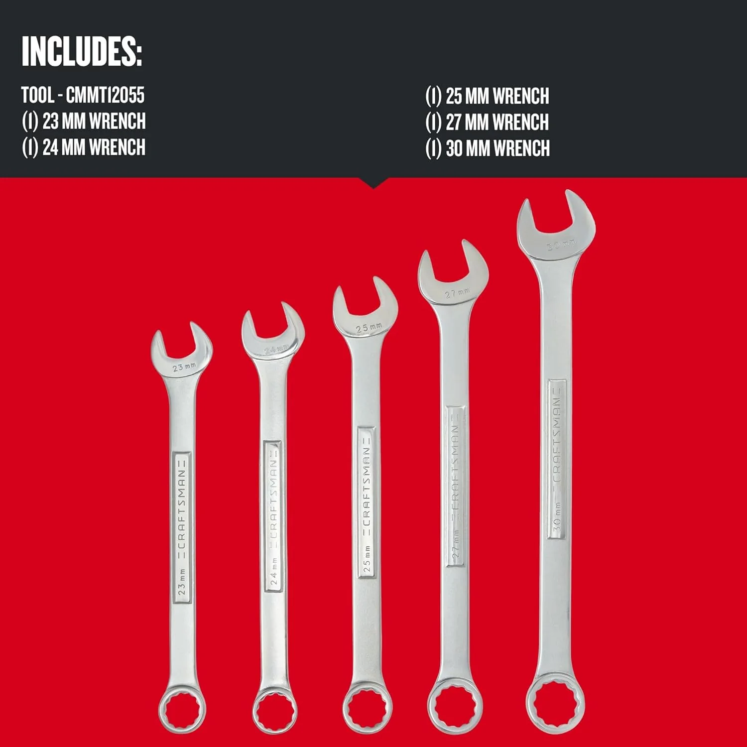 Craftsman 12-Point Metric Jumbo Combination Wrench Set, 5-Piece (CMMT12055) - Image 2