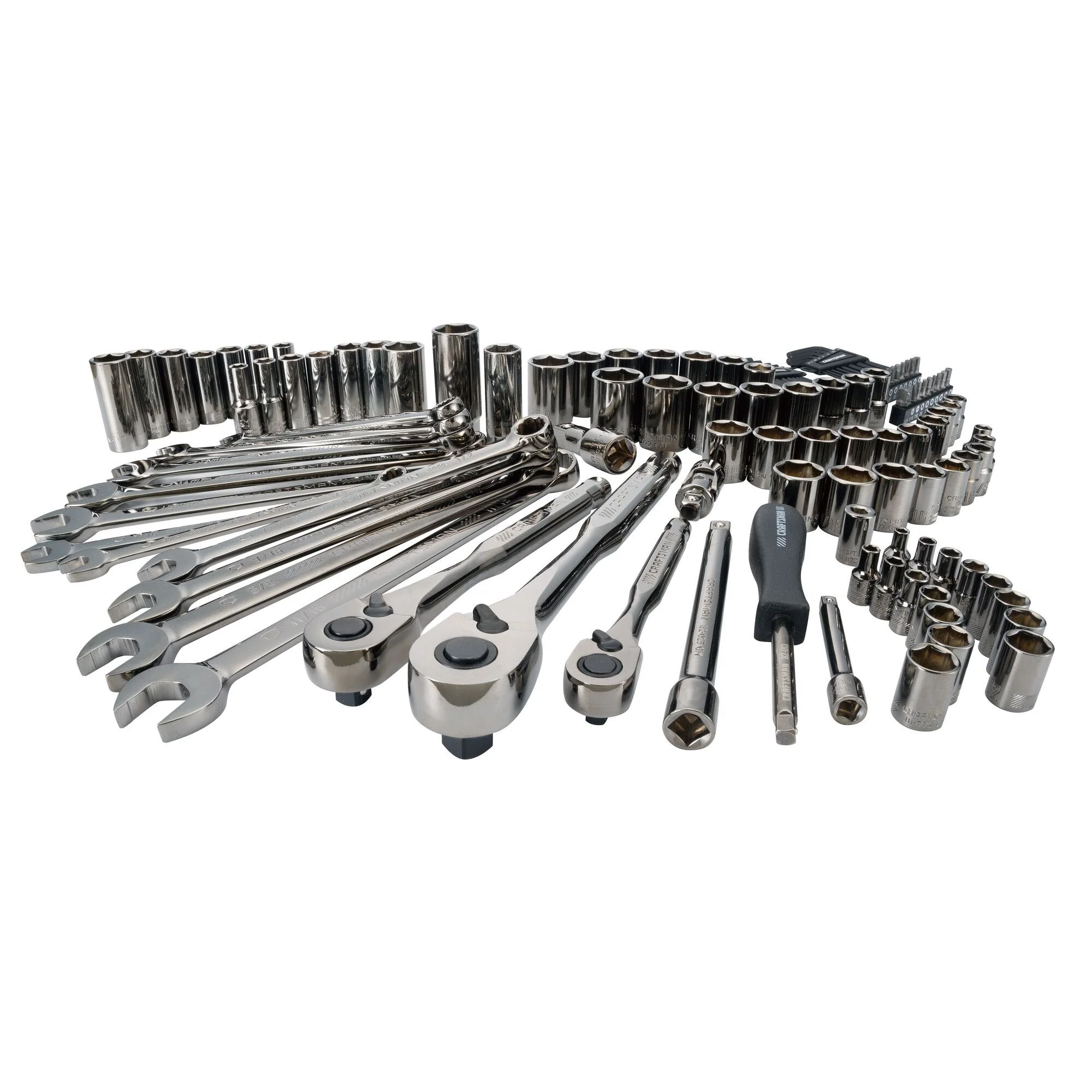 CRAFTSMAN 121-Piece Standard (SAE) and Metric Combination Gunmetal Chrome Mechanics Tool Set with Hard Case