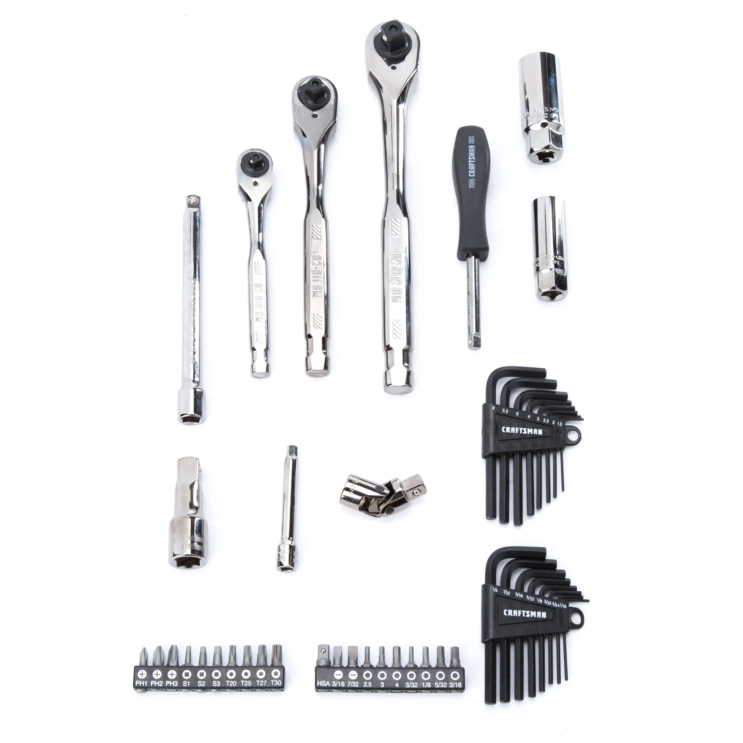 CRAFTSMAN 121-Piece Standard (SAE) and Metric Combination Gunmetal Chrome Mechanics Tool Set with Hard Case - Image 3