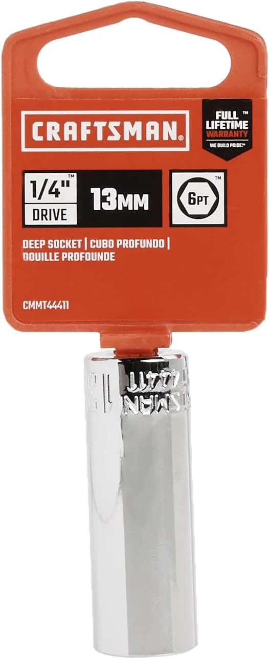 Craftsman 13 mm Metric Deep Socket, 1/4 in. Drive, 6-Point (CMMT44411) - Image 2