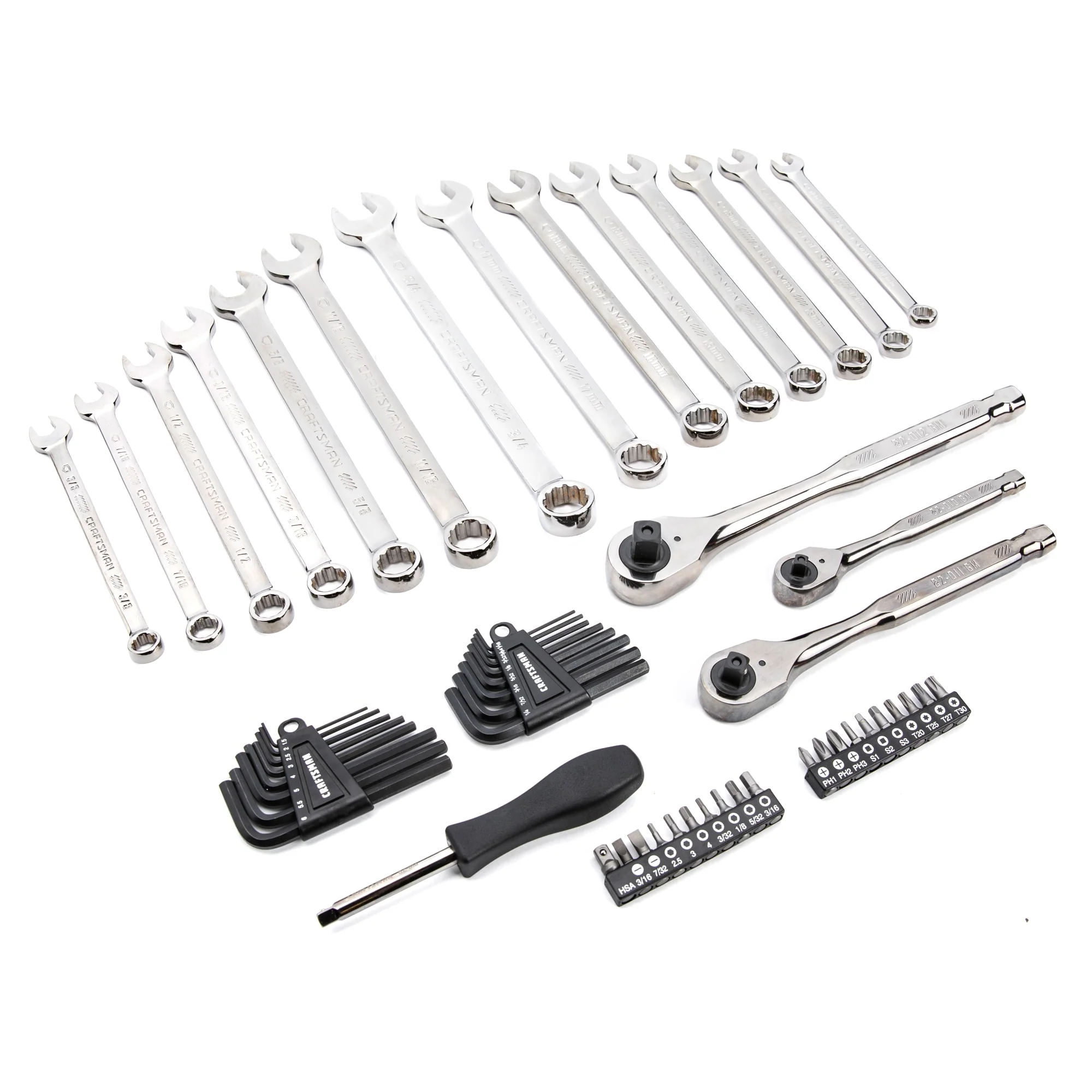 CRAFTSMAN 150-Piece Standard (SAE) and Metric Gunmetal Chrome Mechanics Tool Set with Hard Case, 1/4-in, 3/8-in, 1/2-in Drive - Image 3