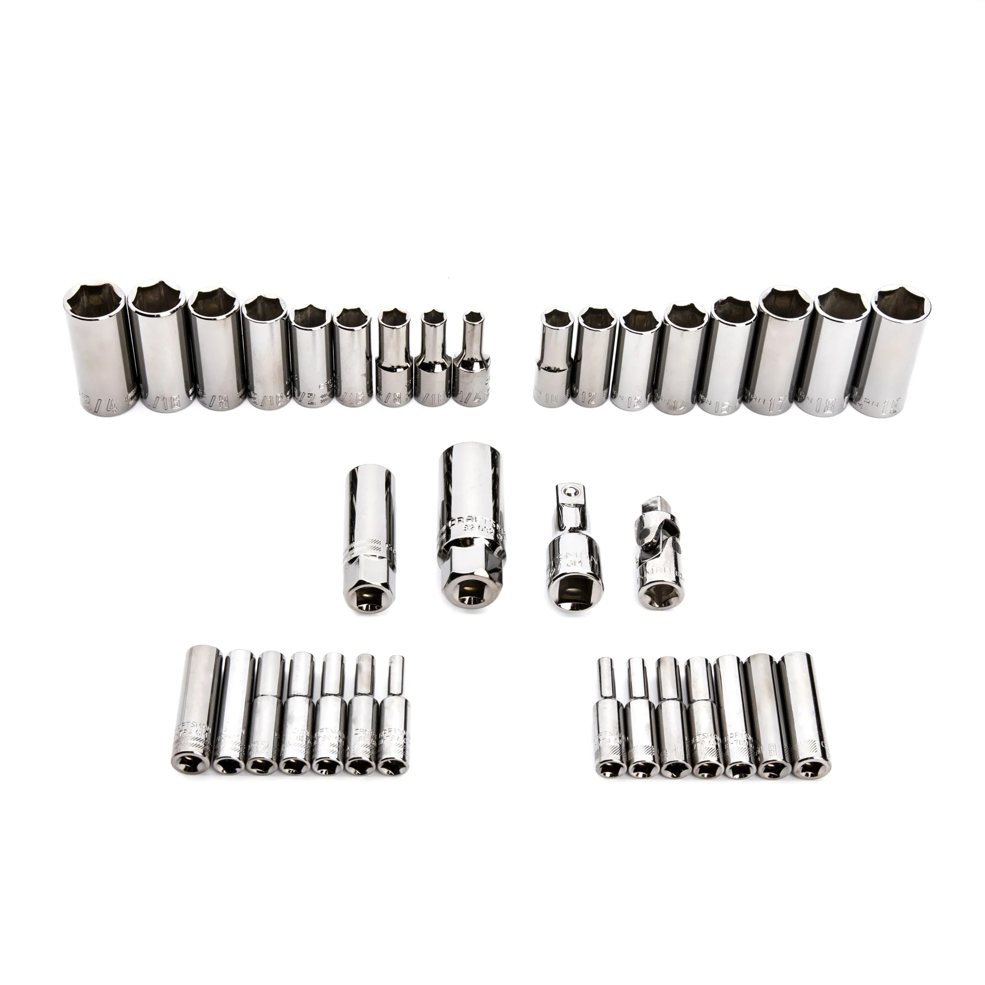 CRAFTSMAN 150-Piece Standard (SAE) and Metric Gunmetal Chrome Mechanics Tool Set with Hard Case, 1/4-in, 3/8-in, 1/2-in Drive - Image 4