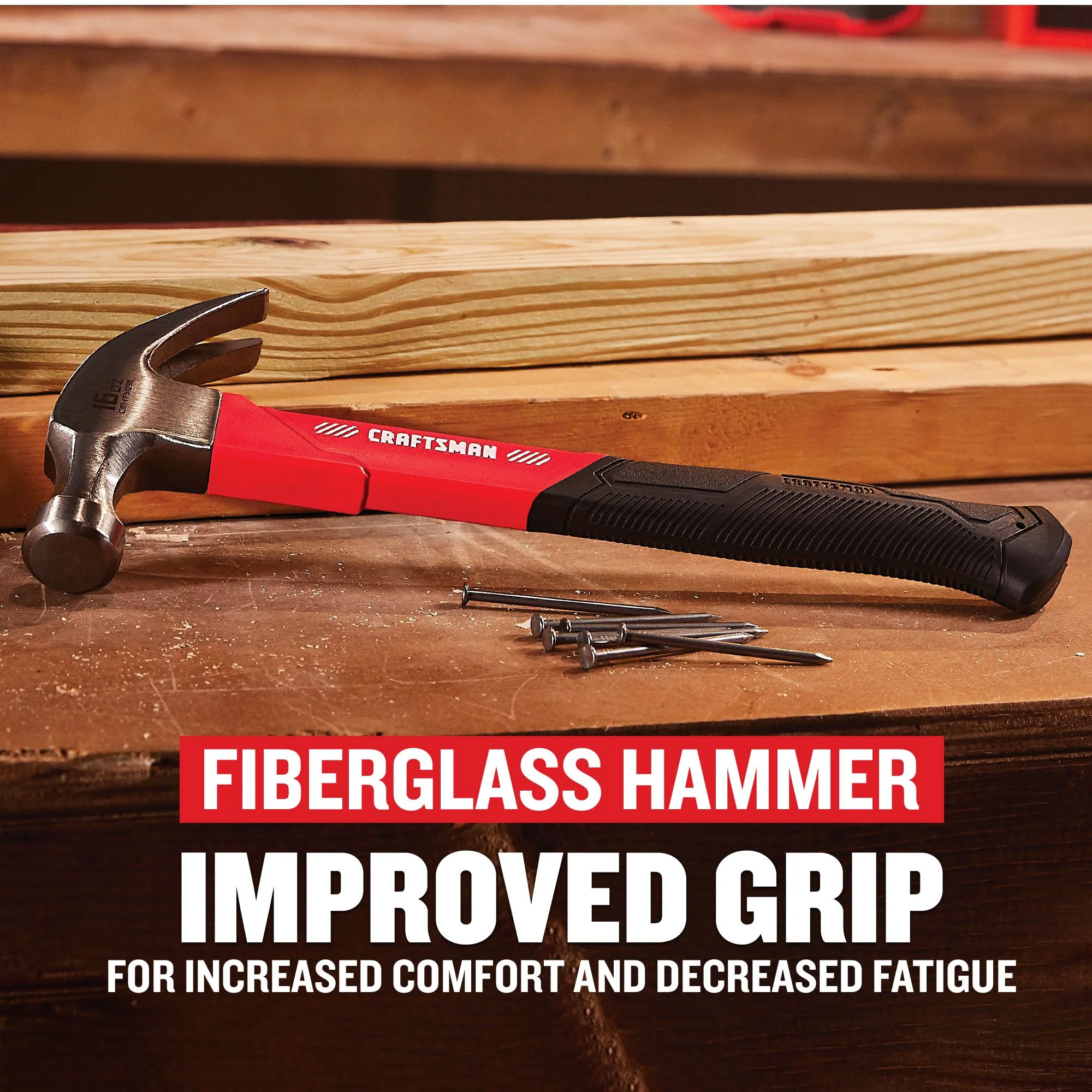 CRAFTSMAN 16-oz Smooth Face Steel Head Fiberglass Claw Hammer - Image 2