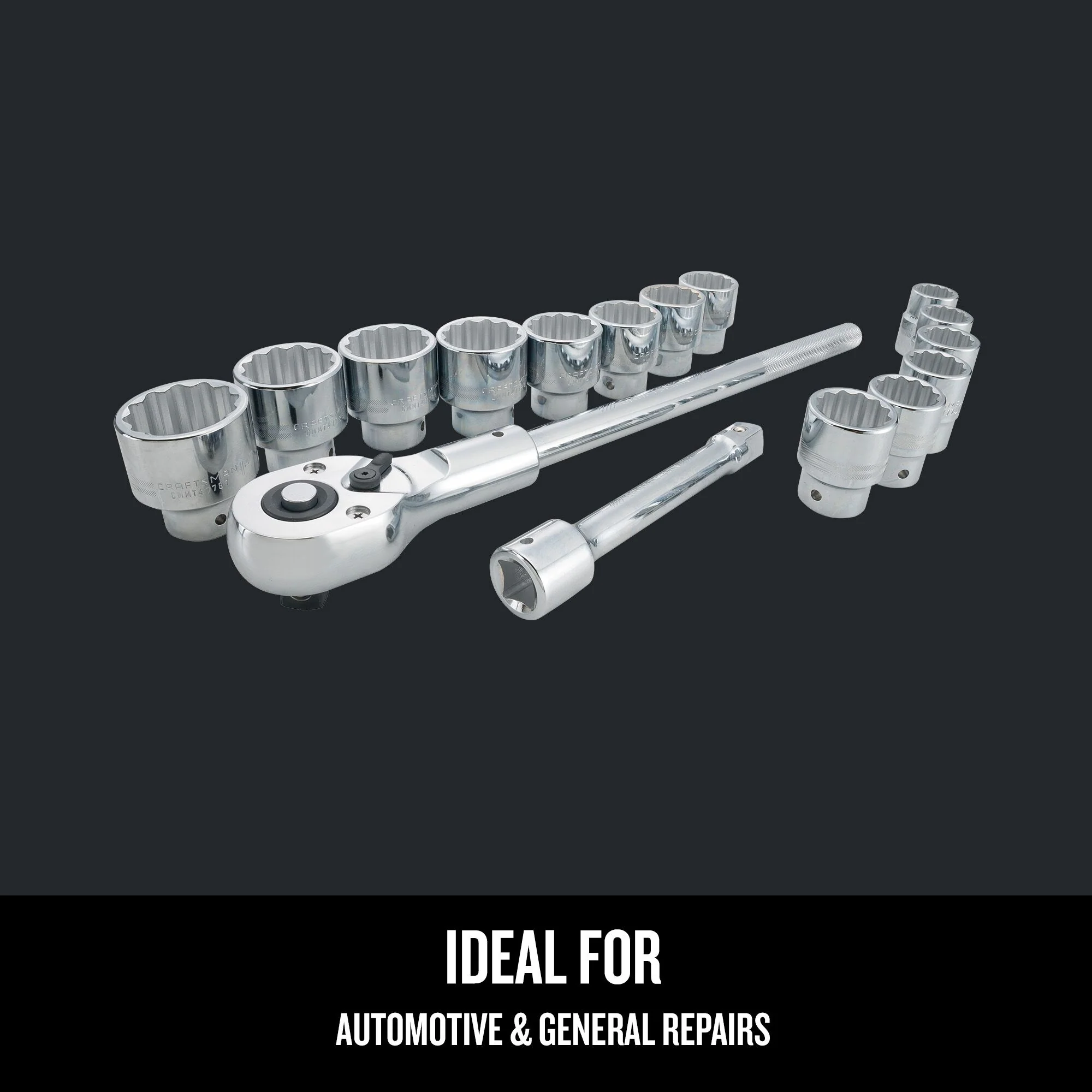 CRAFTSMAN 16-Piece Standard (SAE) 3/4-in Drive 12-Point Shallow Socket Set with Ratchet & Extension - Image 4
