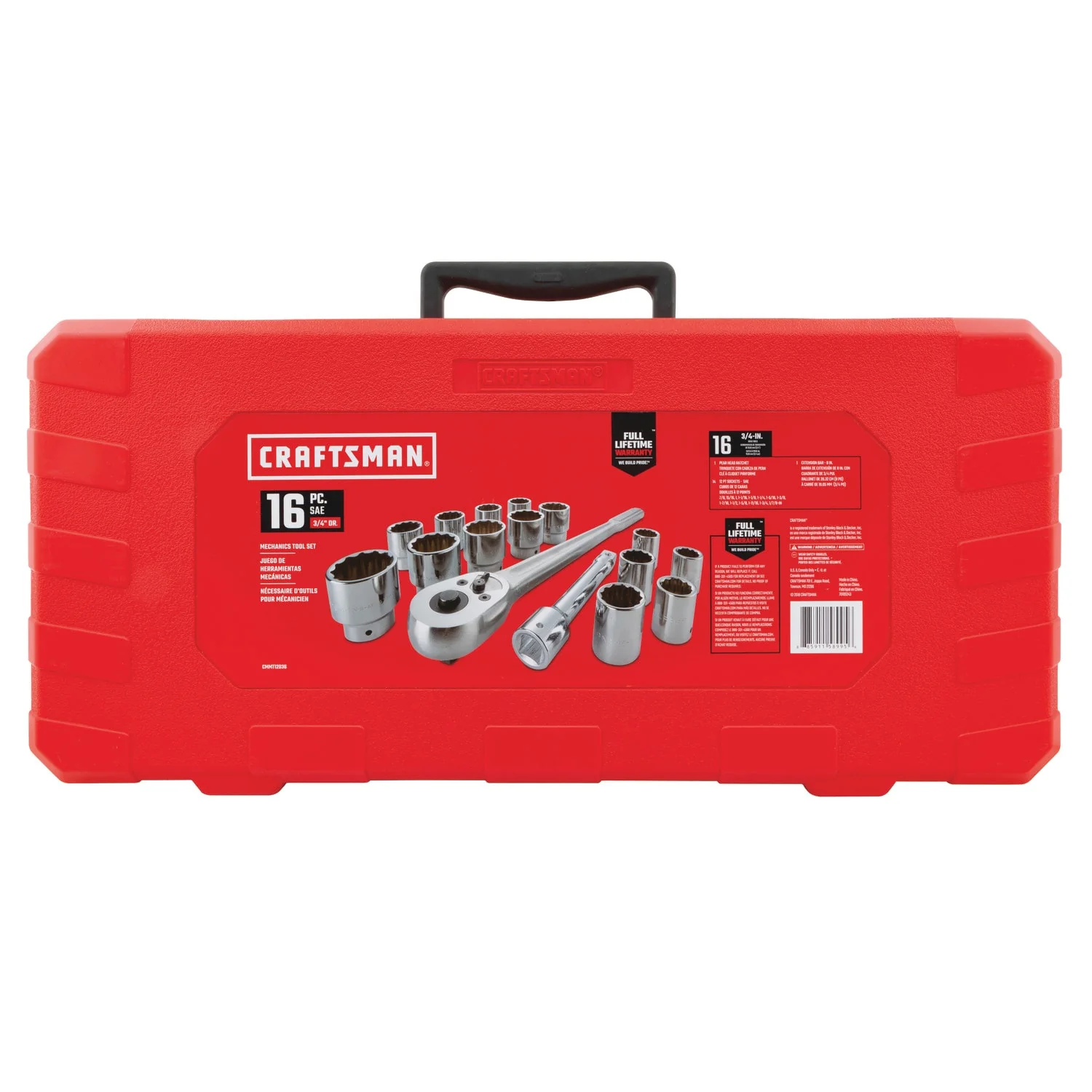 CRAFTSMAN 16-Piece Standard (SAE) 3/4-in Drive 12-Point Shallow Socket Set with Ratchet & Extension - Image 7