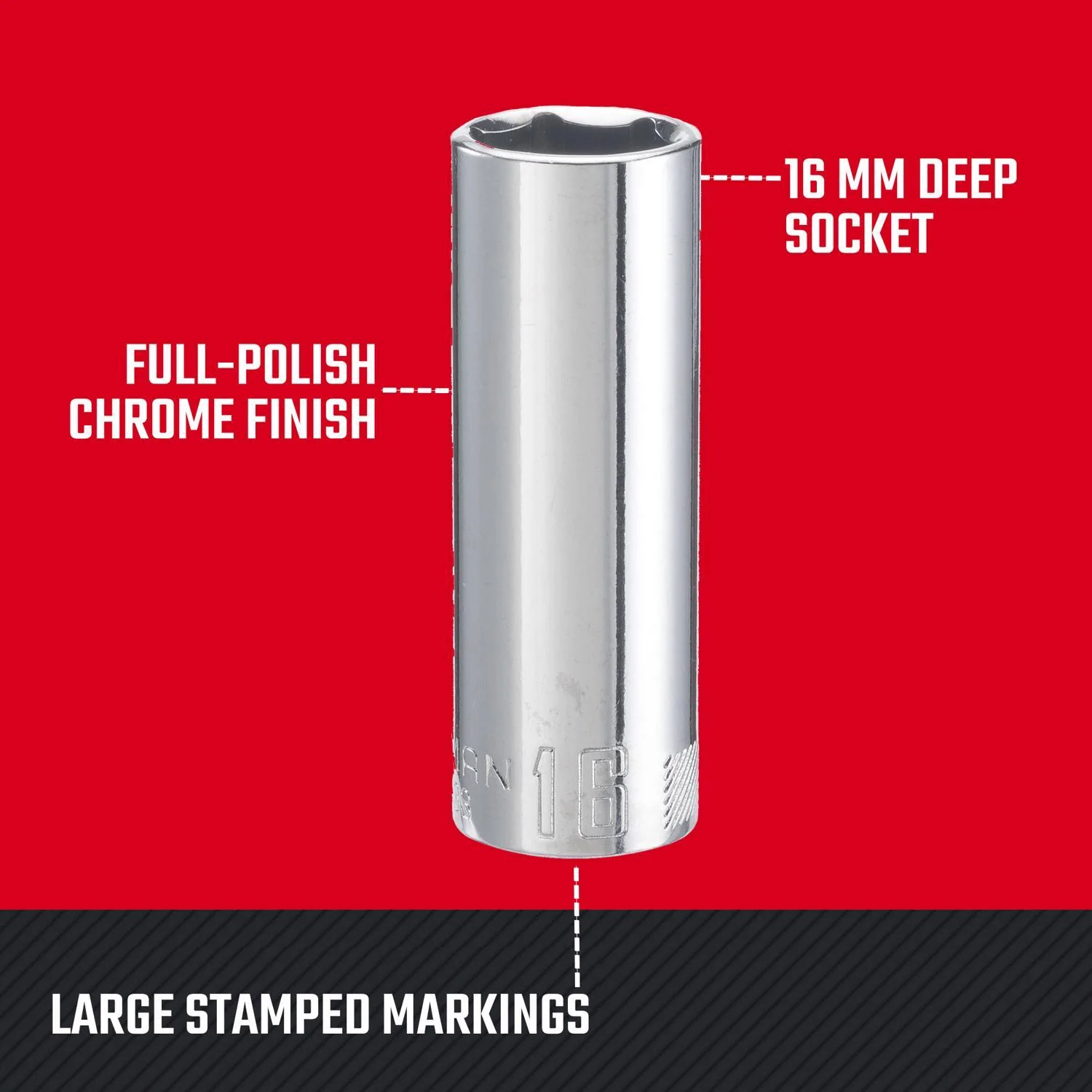 Craftsman 16mm Metric 6-Point Deep Socket, 3/8-inch Drive - Image 2