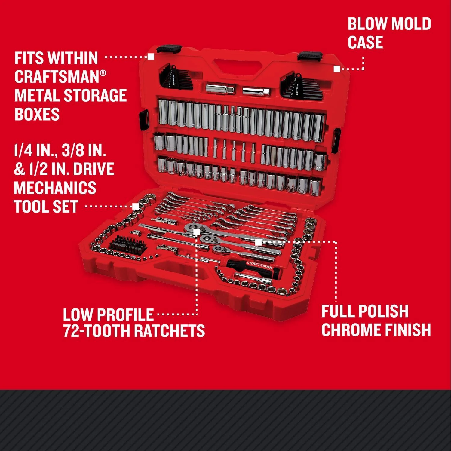 Craftsman 189-Piece Mechanic's Tool Set with Metric and SAE Sockets - Image 2