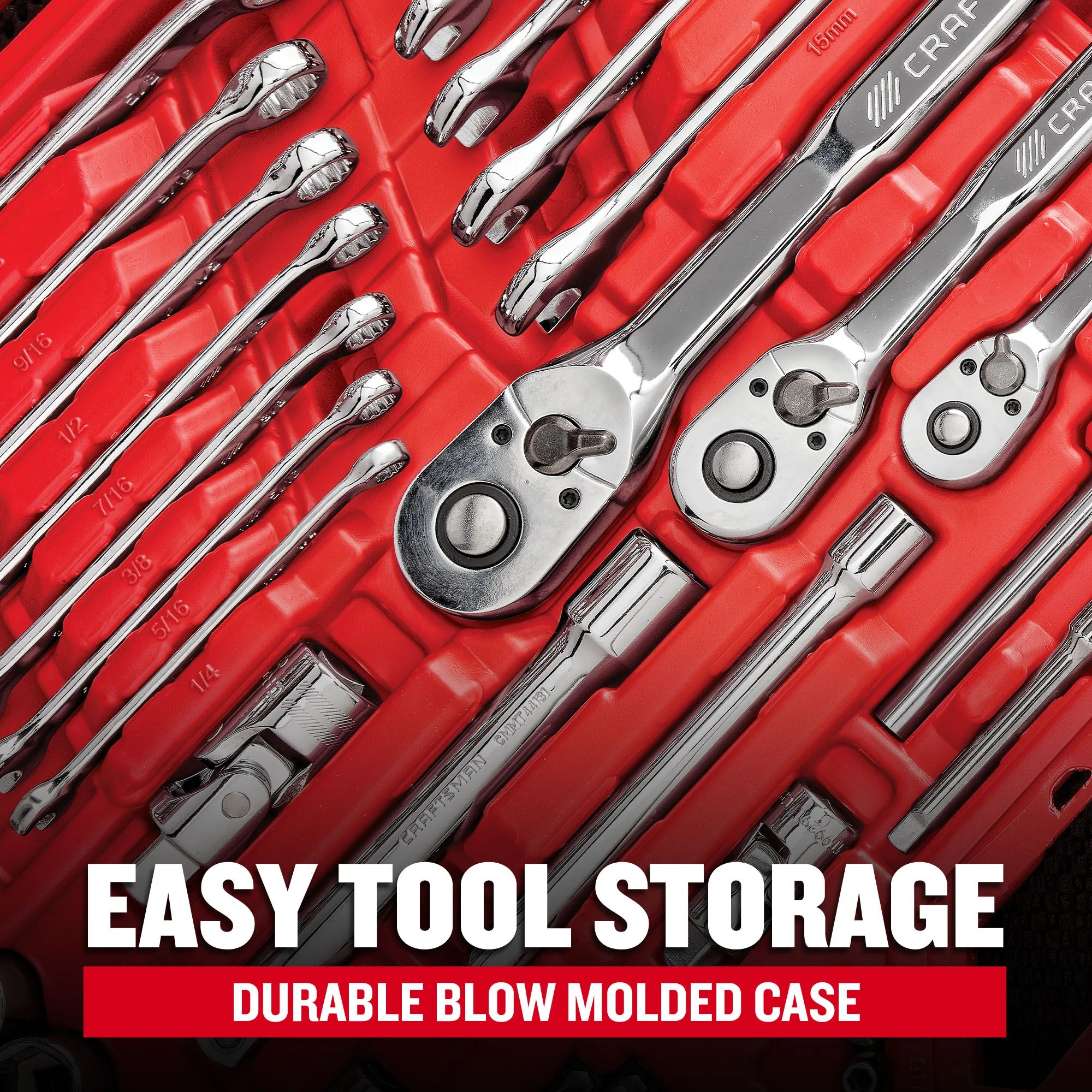 CRAFTSMAN 189-Piece SAE/Metric Mechanics Tool Set with 72-Tooth Ratchets & Hard Case, Polished Chrome - Image 7