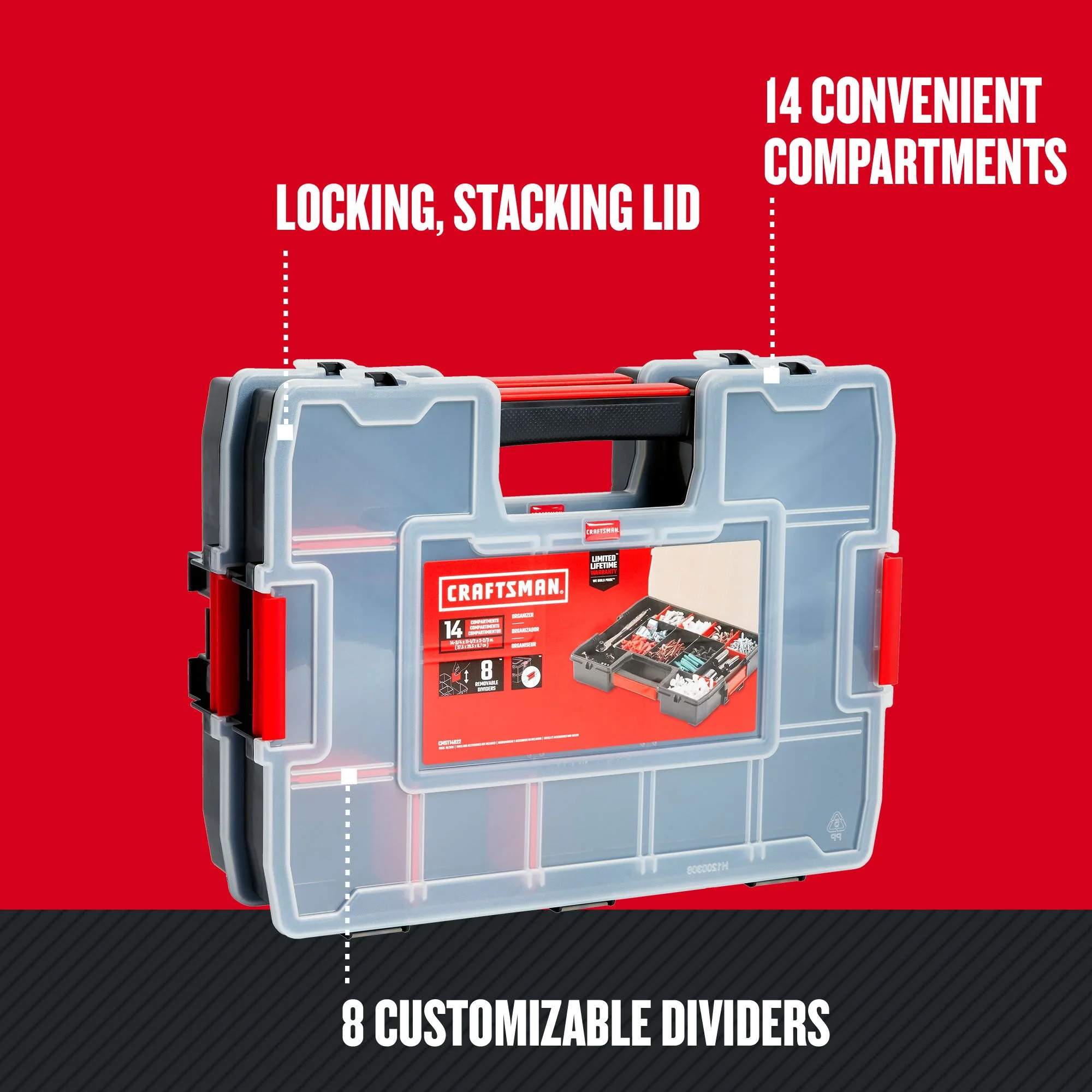 CRAFTSMAN 2-Pack 14-Compartment Plastic Small Parts Organizers - Image 2