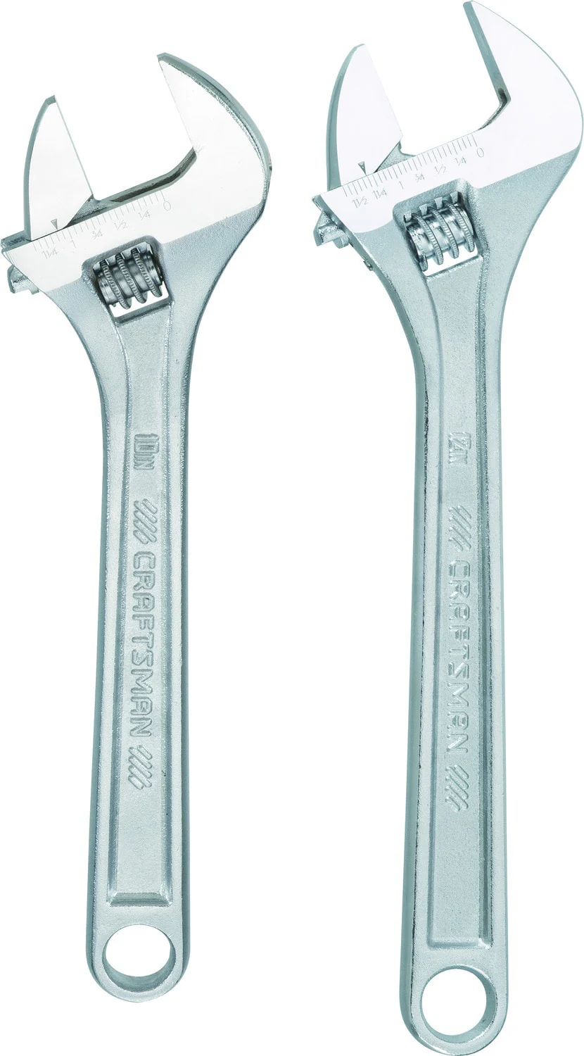 CRAFTSMAN 2-Piece 10-in & 12-in Steel Adjustable Wrench Set, Polished Chrome