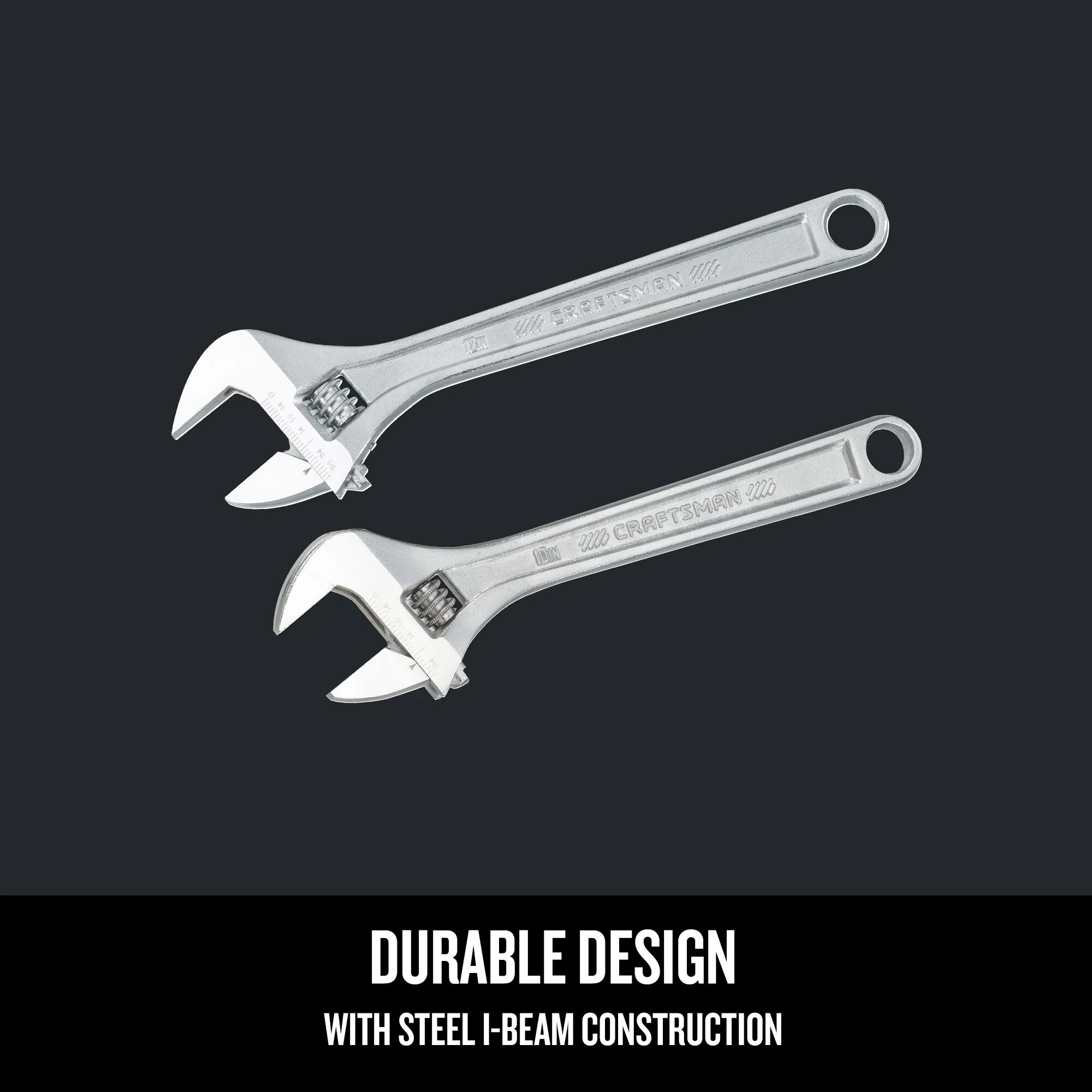 CRAFTSMAN 2-Piece 10-in & 12-in Steel Adjustable Wrench Set, Polished Chrome - Image 6