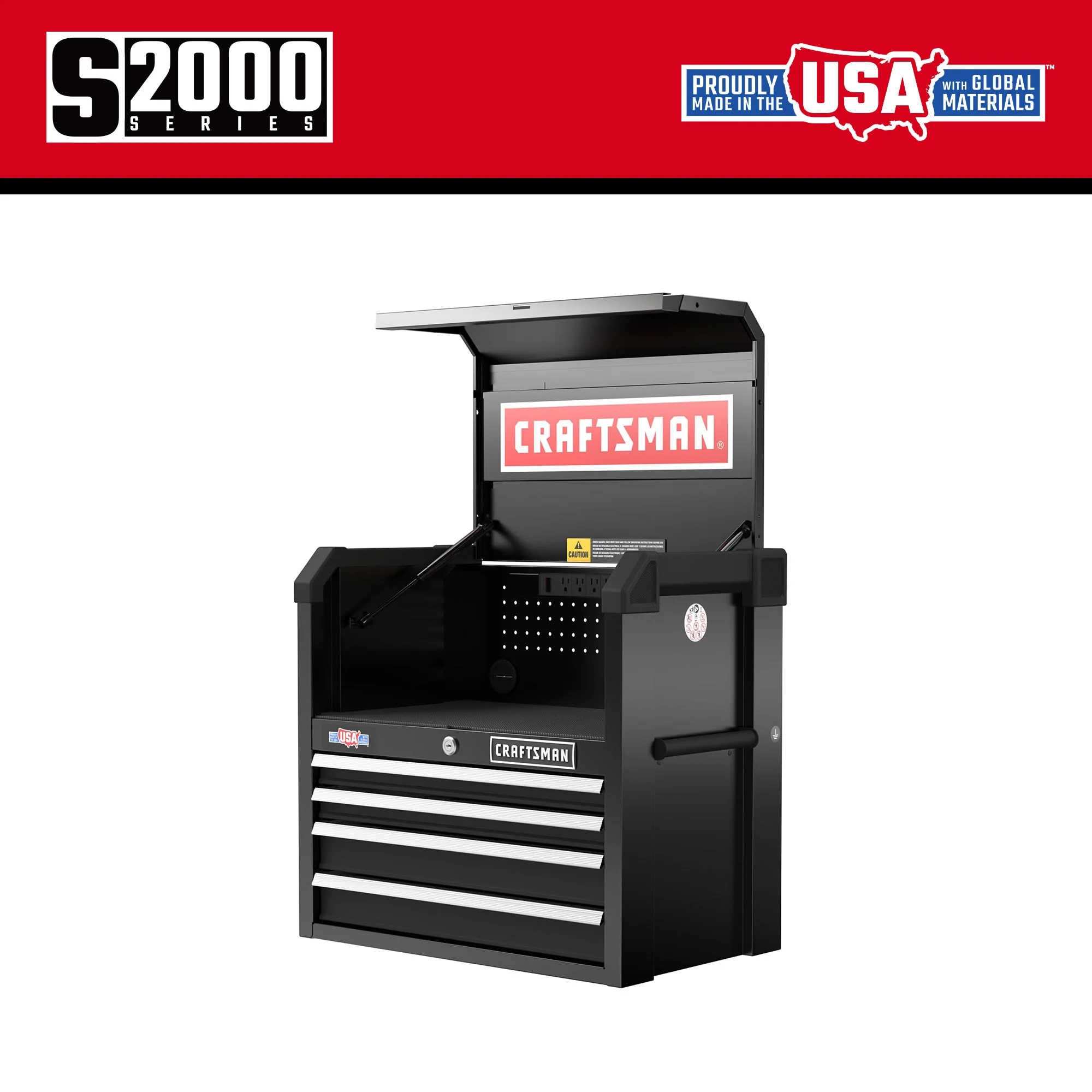 CRAFTSMAN 2000 Series 26.68-in W x 24.7-in H x 16.32-in D 4-Drawer Steel Tool Chest (Black) - Image 3