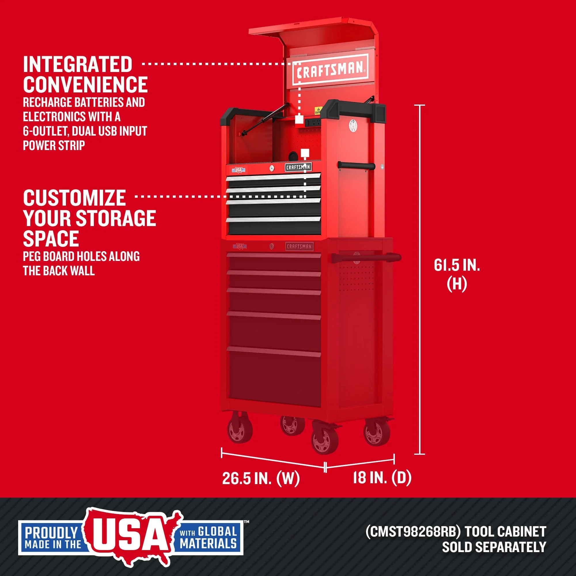 CRAFTSMAN 2000 Series 4-Drawer Steel Tool Chest, Red - Image 2