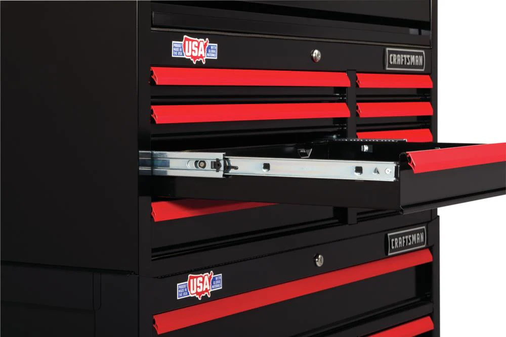 CRAFTSMAN 2000 Series 40.5-in W x 24.5-in H x 18-in D 8-Drawer Steel Tool Chest (Black with Red Trim) - Image 3